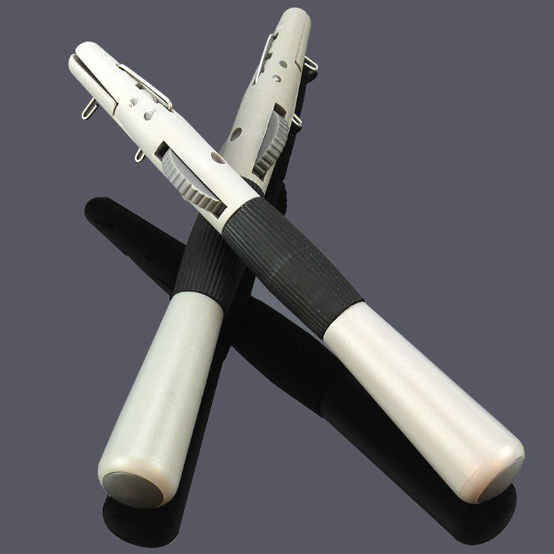 Two grey hook tying tools